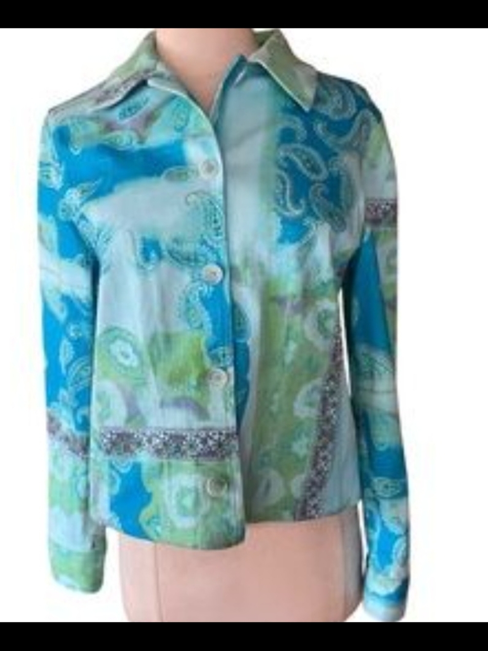 Blue & Green Paisley Jean Jacket